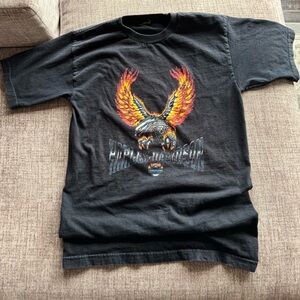 Harley-Davidson Black Tee with Flaming Eagle Graphic